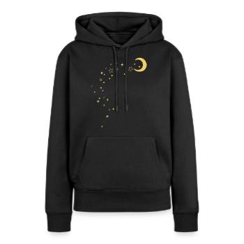 Lune et étoiles - Sweat à capuche Premium bio Femme - noir - Devant - Julia (174cm)