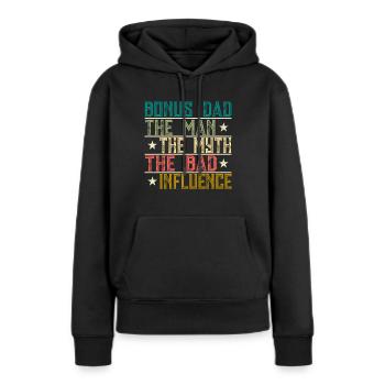 Bonus papa - Sweat à capuche Premium bio Femme - noir - Devant - Julia (174cm)