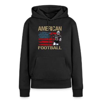 American Football- Football américain - Sweat à capuche Premium bio Femme - noir - Devant - Julia (174cm)
