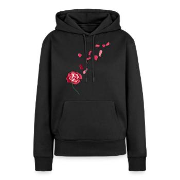 Rote Rose - Frauen Premium Bio Hoodie - Schwarz - Vorne - Julia (174cm)