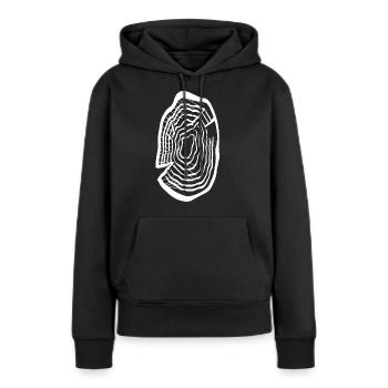 Disque de bois - Sweat à capuche Premium bio Femme - noir - Devant - Julia (174cm)