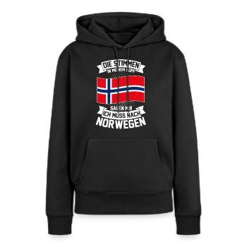 Norwegen Geschenk Geschenkidee - Frauen Premium Bio Hoodie - Schwarz - Vorne - Julia (174cm)