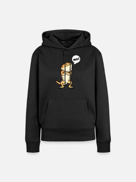 Sturer Bartagame Pogona Reptilien Echse - Dame Premium hoodie, økologisk bomuld - sort