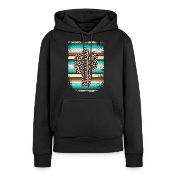 Funny Leopard Cactus Serape Cactus print Turquoise - Frauen Premium Bio Hoodie - Schwarz - Vorne - Julia (174cm)