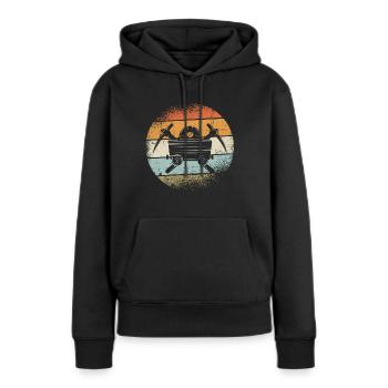 Exploitation minière - Sweat à capuche Premium bio Femme - noir - Devant - Julia (174cm)