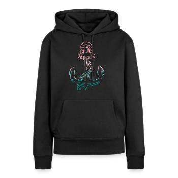 Ancre mer mer - Sweat à capuche Premium bio Femme - noir - Devant - Julia (174cm)