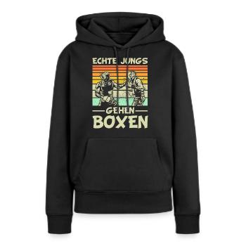Boxen Boxen Boxen - Frauen Premium Bio Hoodie - Schwarz - Vorne - Julia (174cm)