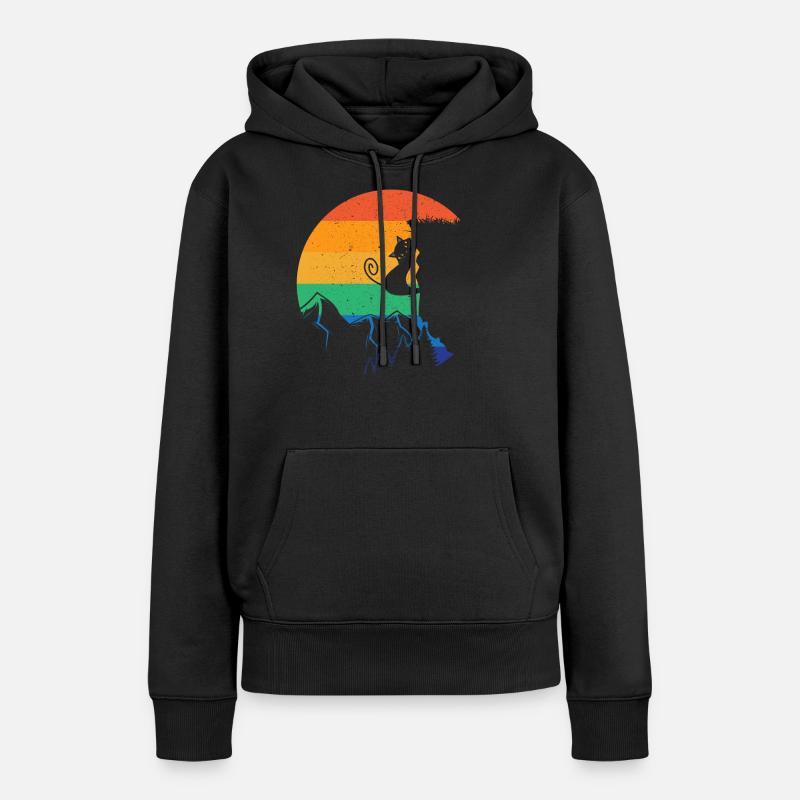 Rock Climbing Climber Cat Retro - Sweat à capuche Premium bio Femme - noir