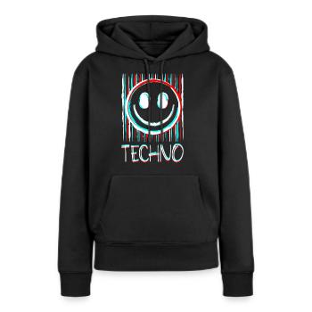 Techno Musique Visage Disque phonographe DJ Smile EDM - Sweat à capuche Premium bio Femme - noir - Devant - Julia (174cm)