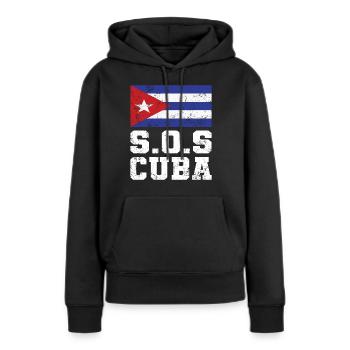 S.O.S Cuba stolzer Kubaner Kuba SOS Kuba - Frauen Premium Bio Hoodie - Schwarz - Vorne - Julia (174cm)