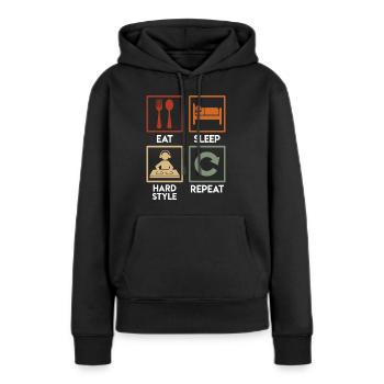 Hardstyle DJ Musique Eat Sleep Hardstyle Hardtekk - Sweat à capuche Premium bio Femme - noir - Devant - Julia (174cm)