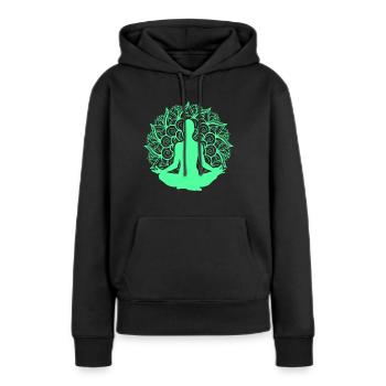 Mandala Yoga Asana Lotus Zen Nirvana Buddhismus Geschenk - Frauen Premium Bio Hoodie - Schwarz - Vorne - Julia (174cm)