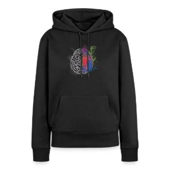 Cerveau - Sweat à capuche Premium bio Femme - noir - Devant - Julia (174cm)