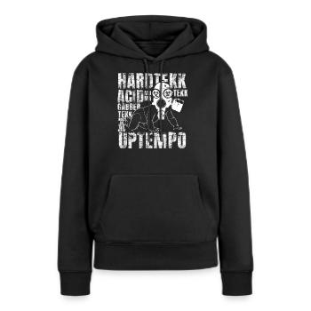 Raver / Rave / Gabber / Speedcore Raver Uptempo - Sweat à capuche Premium bio Femme - noir - Devant - Julia (174cm)