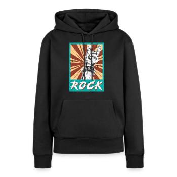 Rock à la main symbole rock rock rocker - Sweat à capuche Premium bio Femme - noir - Devant - Julia (174cm)