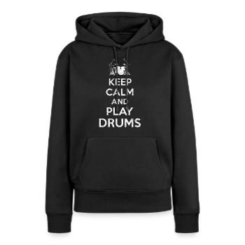 Keep Calm Drummer - Sweat à capuche Premium bio Femme - noir - Devant - Julia (174cm)
