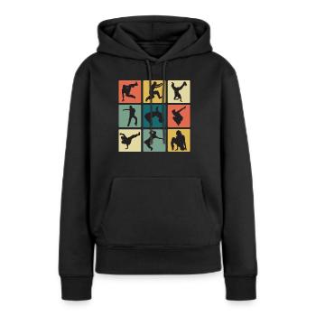 Vintage Breakdance Moves B-Boy Breakdancer - Sweat à capuche Premium bio Femme - noir - Devant - Julia (174cm)