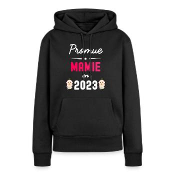 Promue mamie en 2023 - Sweat à capuche Premium bio Femme - noir - Devant - Julia (174cm)