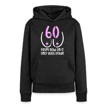 60 ans de gravité, ça descend 60 ans 60 ans. - Sweat à capuche Premium bio Femme - noir - Devant - Julia (174cm)