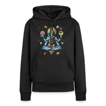 Méditation psychédélique de Shiva - Sweat à capuche Premium bio Femme - noir - Devant - Julia (174cm)