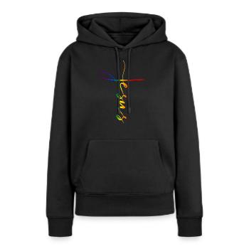 Jesus cross - Women’s Premium Organic Hoodie - black - Front - Julia (174cm)