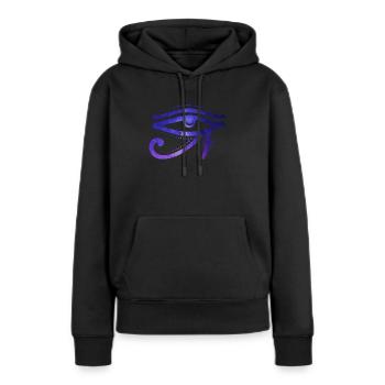 Œil cosmique Des Ra Hiéroglyphe égyptien - Sweat à capuche Premium bio Femme - noir - Devant - Julia (174cm)