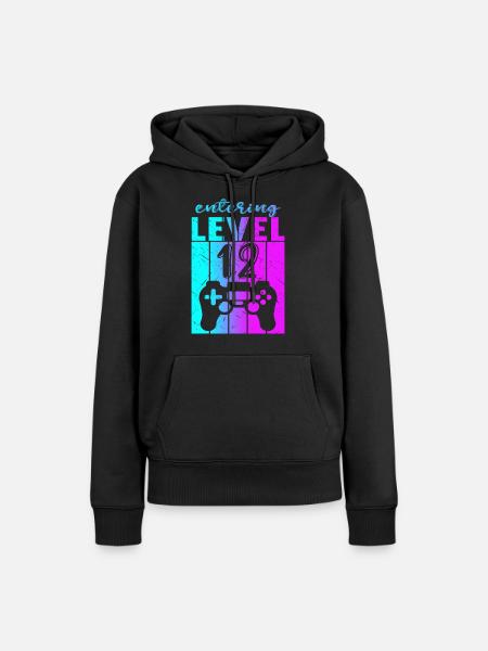 Level 12 Gaming Controller 12. Geburtstag - Frauen Premium Bio Hoodie - Schwarz
