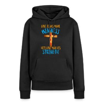 Jesus Christus Jesus Christus Jesus - Frauen Premium Bio Hoodie - Schwarz - Vorne - Julia (174cm)