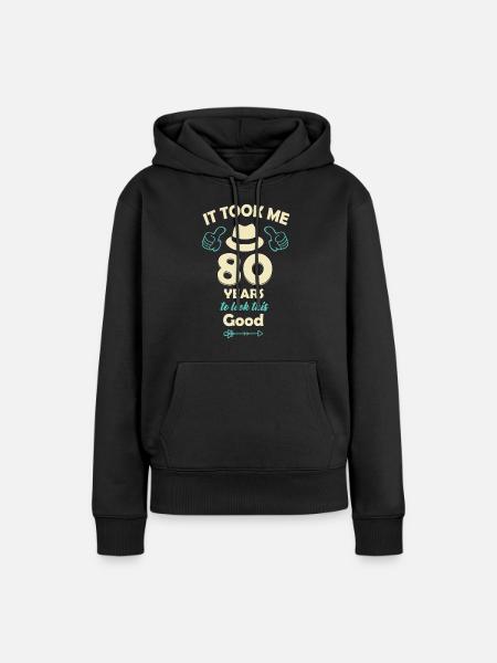 80. Geburtstag - Dame Premium hoodie, økologisk bomuld - sort