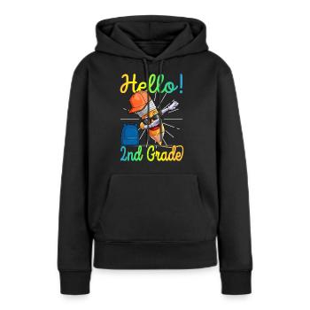 2ème année primaire primaire crayon - Sweat à capuche Premium bio Femme - noir - Devant - Julia (174cm)