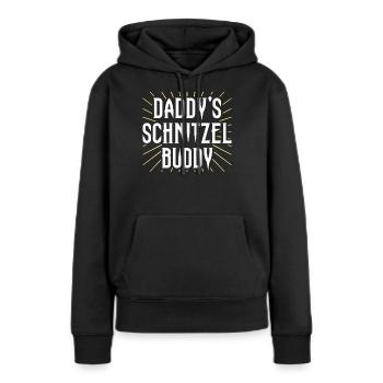Les escalopes de papa Buddy - Sweat à capuche Premium bio Femme - noir - Devant - Julia (174cm)