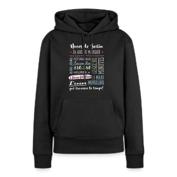 Cadeau 24 ans de mariage - Noces de Satin - Frauen Premium Bio Hoodie - Schwarz - Vorne - Julia (174cm)