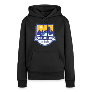 Donau-Radweg - Wien - Budapest - Frauen Premium Bio Hoodie - Schwarz - Vorne - Julia (174cm)