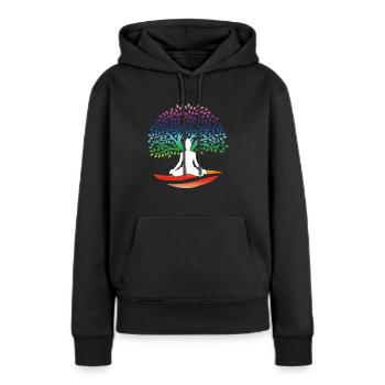 Yoga Lotus Arbre Coloré Méditation Nirvana Zen - Sweat à capuche Premium bio Femme - noir - Devant - Julia (174cm)