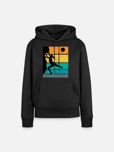 Retro Boulder Felsklettern Freiklettern - Frauen Premium Bio Hoodie - Schwarz