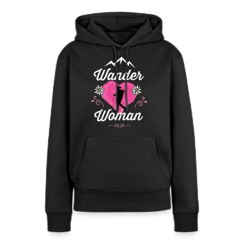 Wander Woman Geschenk Wanderer Bergsteiger Berge - Frauen Premium Bio Hoodie - Schwarz - Vorne - Julia (174cm)