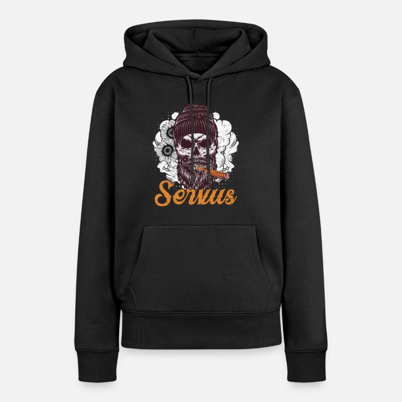 Servus Skull Barba - Felpa con cappuccio ecologica premium da donna - nero