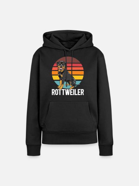 Retro Rottweiler Hund - Frauen Premium Bio Hoodie - Schwarz