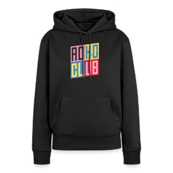 Club TDAH / Déficit de l’attention Hyperactivité - Sweat à capuche Premium bio Femme - noir - Devant - Julia (174cm)