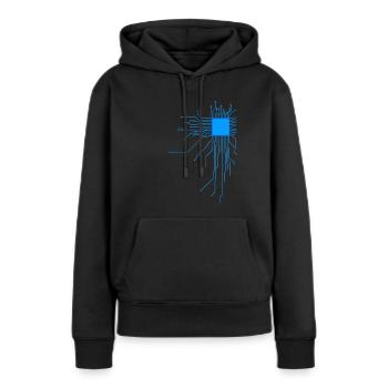 carte bleu ordinateur pc admin core cpu code nerd - Sweat à capuche Premium bio Femme - noir - Devant - Julia (174cm)