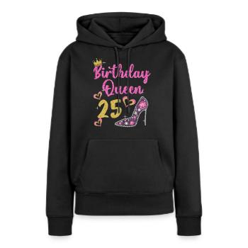 25e anniversaire Reine 25 ans Vingt-cinq ans - Sweat à capuche Premium bio Femme - noir - Devant - Julia (174cm)