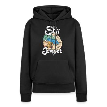 Ski Springen Skispringen - Frauen Premium Bio Hoodie - Schwarz - Vorne - Julia (174cm)