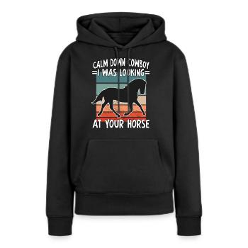 Süßes Reitsport Reiterin Reitverein Reiterhof - Frauen Premium Bio Hoodie - Schwarz - Vorne - Julia (174cm)