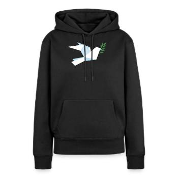 Friedenstaube Weltfrieden - Frauen Premium Bio Hoodie - Schwarz - Vorne - Julia (174cm)