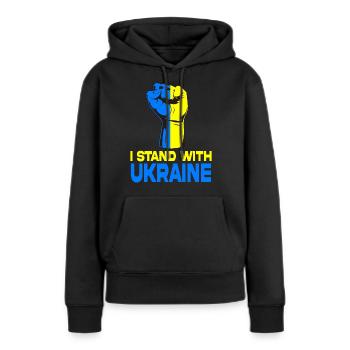 Ich stehe zur Ukraine - Frauen Premium Bio Hoodie - Schwarz - Vorne - Julia (174cm)