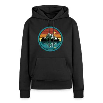 Berge mit Spiegelung - Frauen Premium Bio Hoodie - Schwarz - Vorne - Julia (174cm)
