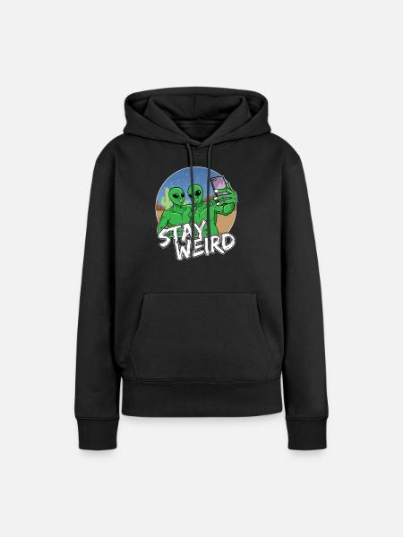 Alien Handy Selfie - Frauen Premium Bio Hoodie - Schwarz