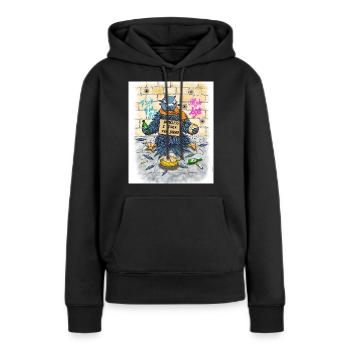 Pigeon sans-abri Dicton drôle, version sale - Sweat à capuche Premium bio Femme - noir - Devant - Julia (174cm)