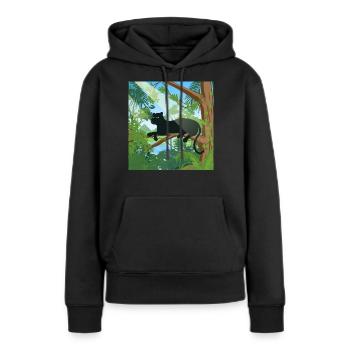 Jungle - Sweat à capuche Premium bio Femme - noir - Devant - Julia (174cm)
