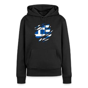 DRAPEAU GREC HELLAS DRAPEAU GRÈCE - Sweat à capuche Premium bio Femme - noir - Devant - Julia (174cm)